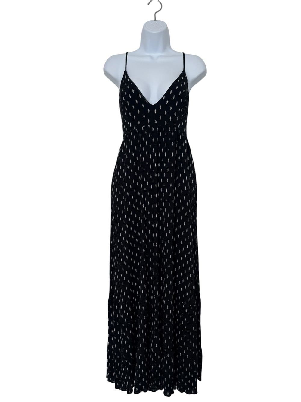Wishlist Apparel Black Boho Tiered Maxi Dress Criss Cross Adjustable Back SzL